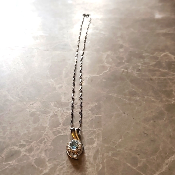 AMAZING BLUE TOPAZ TEARDROP ASJ 925 SILVER FILIGRE ORIGINAL CABLE CHAIN NECKLACE - Picture 7 of 9